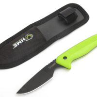 HME KNFBCK Fixed Blade 2.50" Fixed Caper Plain Black Oxide 420HC SS Blade Green TPR Handle Includes Sheath