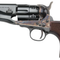 Taylors & Company 200017 1860 Army Snub Nose Pietta 44 Cal 6 Shot Percussion 3" Blued Round Barrel, Blued Cylinder, Color Case Hardened Steel Frame, Checkered Walnut Birdshead Grip