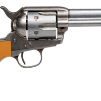 Cimarron RS410 Hollywood Series Rooster Shooter 45 Colt (LC) 6 Shot, 4.75" Trail Worn Blued Steel Barrel, Cylinder & Frame, Wide Front Sight, Aged-Looking Orange Finger Grooved Grip