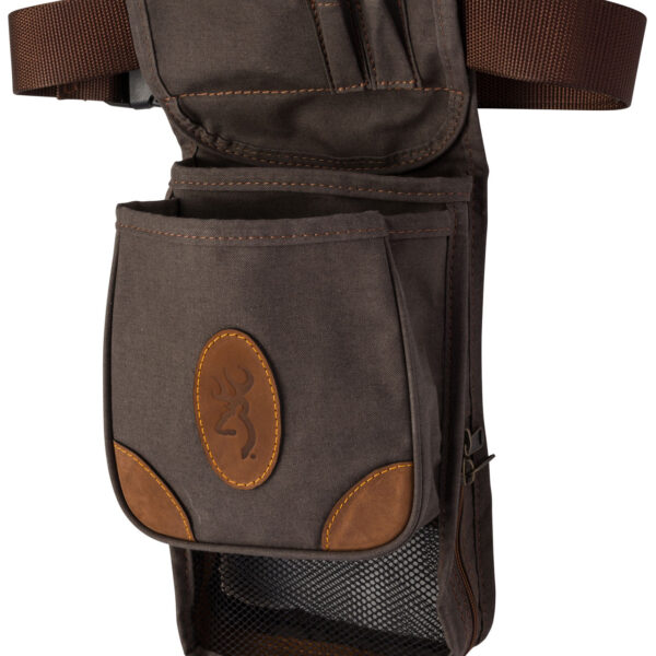 Browning 121388693 Lona Deluxe Shell Pouch Flint Canvas/Leather Belt Mount Adjustable