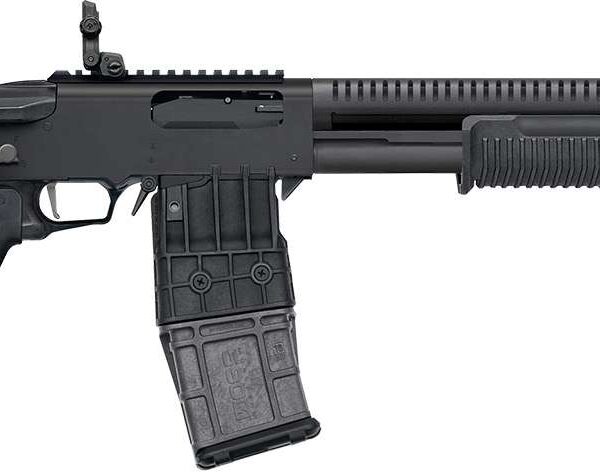 MOSSBERG 590RM TACTICAL MAG FED 12G SHOTGUN 18.5" 5 POSTION STOCK, MAGPUL FOLDING SIGHTS, 10+1