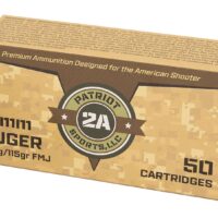 PATRIOT SPORTS AMO 9MM 115GR FMJ 50RD ( 20 BOXES PER CASE )