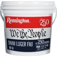 REMINGTON 9MM LUGER 115GR FMJ 250 RND WE THE PEOPLE BUCKET 250TH 250RD/BX 4BX/CS