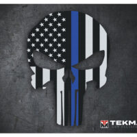 TekMat TEKR20PUNISHER Ultra 20 Cleaning Mat Black/White/Blue Rubber 15"x20" Blue Line Punisher Skull