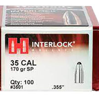 Hornady 3501 InterLock 35 Cal .355 170 gr Spire Point 100 Per Box/ 15 Case