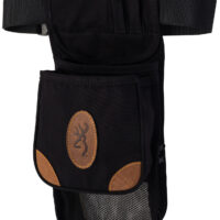 Browning 121388993 Lona Deluxe Shell Pouch Black/Brown Canvas/Leather Belt Mount Adjustable