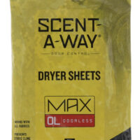 Scent-A-Way 07707 Max Dryer Sheets Odor Eliminator Odorless Scent Dryer Sheet 15 Per Pkg