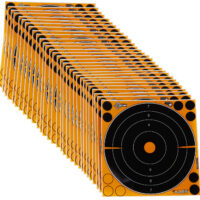 EZ-Aim 15221 Splash Reactive Self-Adhesive Paper Black/Orange 8" Bullseye 30 Pack
