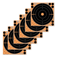 EZ-Aim 15316 Splash Reactive Self-Adhesive Paper Black/Orange 8" Bullseye 6 Pack