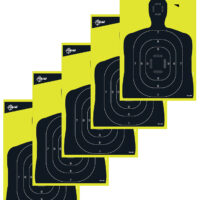 EZ-Aim 15330 Splash Reactive Target Silhouette Paper Hanging 12" x 18" Black/Yellow 5 Pack