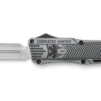 CobraTec Knives LSWCTK1LFAGNS CTK-1 Large 3.75" OTF Dagger Plain D2 Steel Blade/Stonewashed Aluminum Handle Features Glass Breaker Includes Pocket Clip