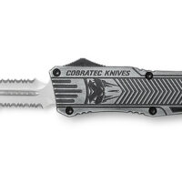 CobraTec Knives LSWCTK1LDG2SS CTK-1 Large 3.75" OTF Dagger Part Serrated D2 Steel Blade/ Stonewashed Aluminum Handle Features Glass Breaker Includes Pocket Clip