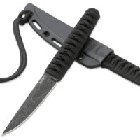 CRKT 2367 Obake 3.64" Fixed Plain Acid Etched Gray TiCN 8Cr14MoV SS Blade/ Black Nylon Cord Wrapped Stainless Steel Handle Includes Sheath