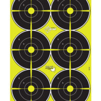 EZ-Aim 15355 Splash Reactive Bullseye Hanging Paper 12" x 18" Black/Yellow Yellow 8 Pack