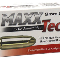 MaxxTech PTGB9MMB Brass Pistol 9mmLuger 115gr Full Metal Jacket 50 Per Box/10 Case