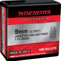 Winchester Ammo WB9JHP115X Centerfire Handgun Reloading 9mm 115gr Jacketed Hollow Point 100 Per Box/10 Case