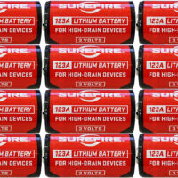 SureFire SF12ABBCS 123A Batteries Red/Black 3.0 Volts 1,550 mAh (12) Single Package Clamshell