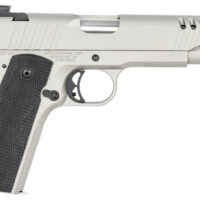 Auto-Ordnance 1911TCAC6 1911 A1 45 ACP 7+1 5" Savage Silver Cerakoate, Serrated/Ported Slide, Black Rubber Grips, Fixed 3-Dot Combat Day Sights