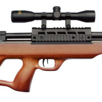 Beeman 1358 Under-Lever Pre-Charged Pneumatic 22 Pellet 10+1 Shot Black Black Receiver European Hardwood Scope 4x32mm