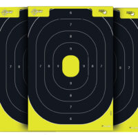 EZ-Aim 1537230 Splash Reactive IPSC Silhouette Paper Hanging 12.50" W X 18.25" H Chartreuse/Black 30 Per Pkg