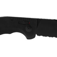 S.O.G SOG15380257 SOG-TAC Auto 3.43" Folding Part Serrated Black TiNi Cryo D2 Steel Blade Black Micro-Textured Anodized Aluminum Handle Includes Pocket Clip