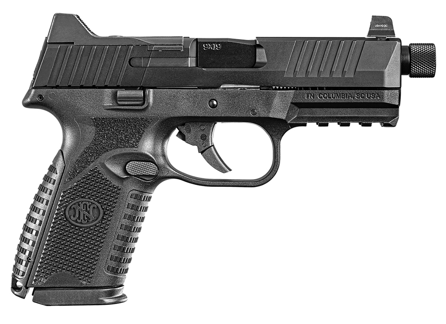 FN 66100838 509MT  Mid-Size Frame 9mm Luger 10+1 4.50" Black Target Crown/Threaded Steel Barrel, Matte Black Optic Ready/Serrated Steel Slide, Matte Black Polymer Frame w/Picatinny Rail, Ambidextrous