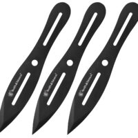 Smith & Wesson Knives SWTK8BCP Bullseye Throwing Knives 4.26" Fixed Plain Black Oxide 2Cr13MoV SS Blade, Black Stainless Steel Handle, Includes Sheath, 8" OAL, Set of 3