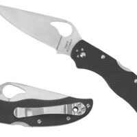 Spyderco BY01GPS2 Harrier 2 3.39" Folding Drop Point Part Serrated Stonewashed 8Cr13MoV SS Blade, Black Textured G10 Handle, Includes Pocket Clip
