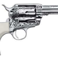 Cimarron PP346HUCKENG Huckleberry 45 Colt (LC) 6 Shot, 3.50" Nickel Engraved Barrel, Cylinder & Frame, Poly-Ivory w/"Huckleberry" Engraved On The Backstrap Grip