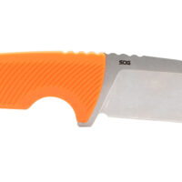 S.O.G SOG17060343 Tellus FX 4.20" Fixed Clip Point Plain Stonewashed Cryo 440C SS Blade/ Blaze Orange Textured GRN Handle