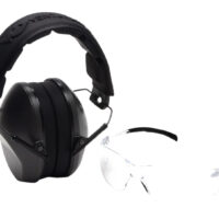 Pyramex VGCOMBO110 Low-Profile Combo Kit Scratch Resistant Clear Lens & Frame with Rubber Temple Tips Gray Low-Profile Earmuffs