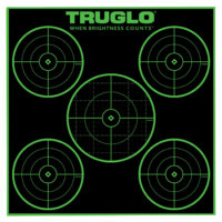 TruGlo TG11A25 Tru-See 5-Bull Target Self-Adhesive Heavy Paper Black/Green 12"x12" 5-Bullseye 25 Pack
