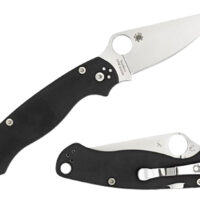 Spyderco C81GPLE2 Para Military 2 3.42" Folding Plain Satin CPM S45VN SS Blade Black Textured G10 Handle Left Hand Includes Pocket Clip