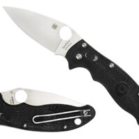 Spyderco C101PBK2 Manix 2 Lightweight 3.37" Folding Plain Satin CTS BD1 SS Blade/Black Bi-Directional Texturing FRCP Handle Includes Pocket Clip