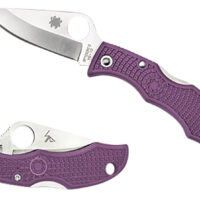 Spyderco LPRP3 Ladybug 3 Salt 1.94" Folding Plain Stonewashed H2 Steel Blade/Purple Bi-Directional Texturing FRN Handle