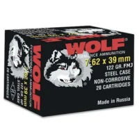 WOLF AMO 7.62X39MM 123GR FMJ STEEL CASE 20-RD BOX (50 BOXES PER CASE)