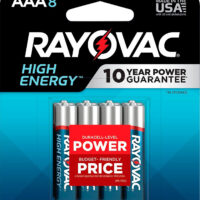 Rayovac 8248T102 AAA HIGH ENREGY Alkaline Batteries Silver/Blue 1.5 Volts 1,123 mAh (8) Single Pack