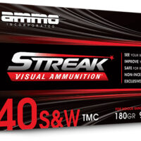Ammo Inc 40180TMCSTRKRED50 Streak Visual (RED) 40S&W 180gr Total Metal Case 50 Per Box/20 Case