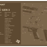 TekMat TEKR17GLOCKG3FDE Glock Gen 3 Cleaning Mat Flat Dark Earth Rubber 11"x17" Glock Gen 3 Parts Diagram