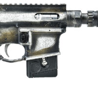 Battle Arms Development BAD-SOLO-BLASTER Solo Blaster 22 LR 10+1 5.38" Silver Optic Ready Slide, 3-Tone Battle Worn Frame, Wood Grip, Custom Muzzle Device