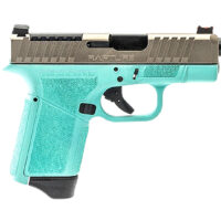 Gforce Arms GF932512RN Rapture Sub-Compact Frame 9mm Luger 12+1 3.25" Black Barrel, Nickel Steel Optic Cut/Serrated Slide, Robin Egg Blue Cerakote Polymer Frame, Shield RMSc/RMR Footprint