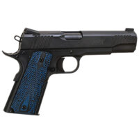Standard Mfg 1911 HPX Full Size Frame 45 ACP 7+1 5" Black Match Grade Barrel, Satin Steel Serrated Slide, Black Satin Steel Frame w/Beavertail, Black/Blue Honeycomb Grip