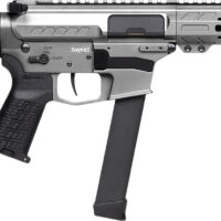 CMMG 99A520FTNG Banshee FE MkGs 9mm Luger 33+1 8" Black Nitride Threaded Barrel, M-LOK Handguard, Tungsten Cerakote Aluminum Receiver w/Picatinny Rail, Black Polymer CMMG RipBrace, CMMG Zeroed Grip