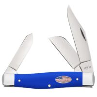 Case 16405 Stockman Large Folding Clip Point/Sheepsfoot/Spey Plain Tumble Polish Carbon Steel Blade, Smooth Royal Blue Synthetic Handle