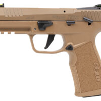 Sig Sauer 322CCAS P322 Compact Frame 22 LR 20+1 4" Black Threaded Barrel, Coyote Tan Cerakote Optic Ready/Serrated Slide, Coyote Tan Polymer Frame w/Picatinny Rail, Polymer Grip, Ambidextrous