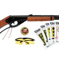 Daisy 994938-803 Red Ryder Shooting Kit Lever 177 BB Black Steel Barrel & Receiver, Fixed Engraved Wood Stock
