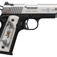 Browning 051967492 1911 Black Label Medallion Compact 380 ACP 8+1 3.63" Matte Stainless Stainless Steel Barrel & Serrated Slide, Matte Black Polymer Frame w/Beavertail, White Imitation Pearl Grip
