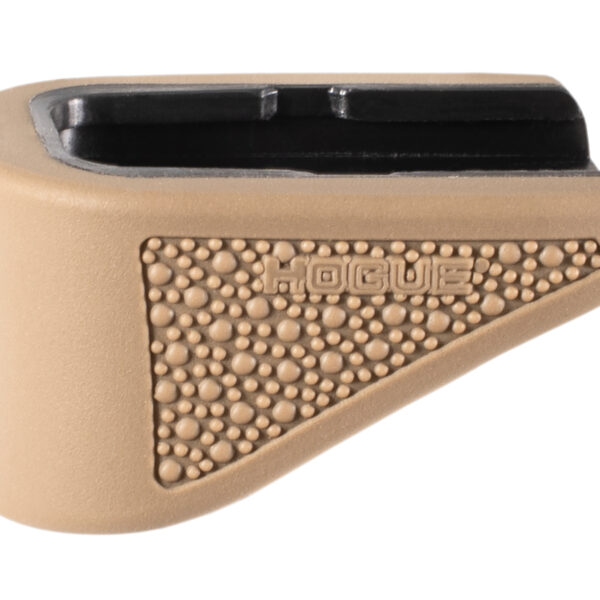 Hogue 18223  Extension Base Pad Fits Glock 42 Compatible w/ 6rd Magazine FDE Overmolded Rubber