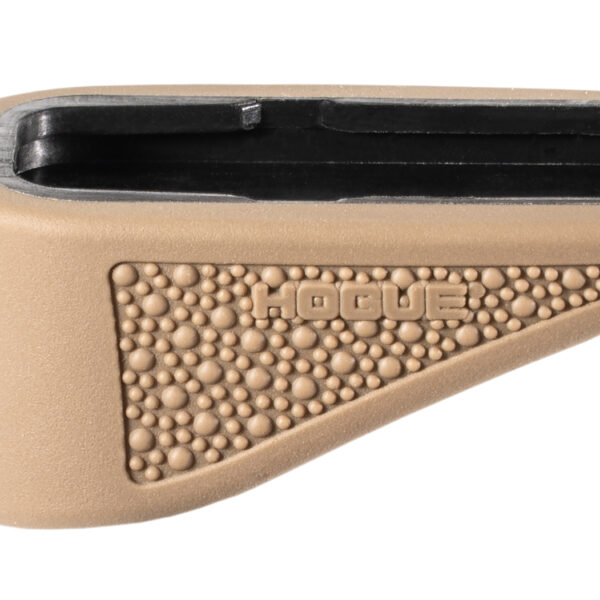 Hogue 18233  Extension Base Pad Fits Glock 43 Compatible w/ 6rd Magazine FDE Overmolded Rubber