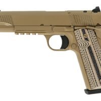 Tisas Arms 10100565 1911 Duty 45 ACP 8+1 5" Threaded Barrel, Flat Dark Earth Stainless Steel Serrated Slide & Frame w/Picatinny Rail, G10 Grip